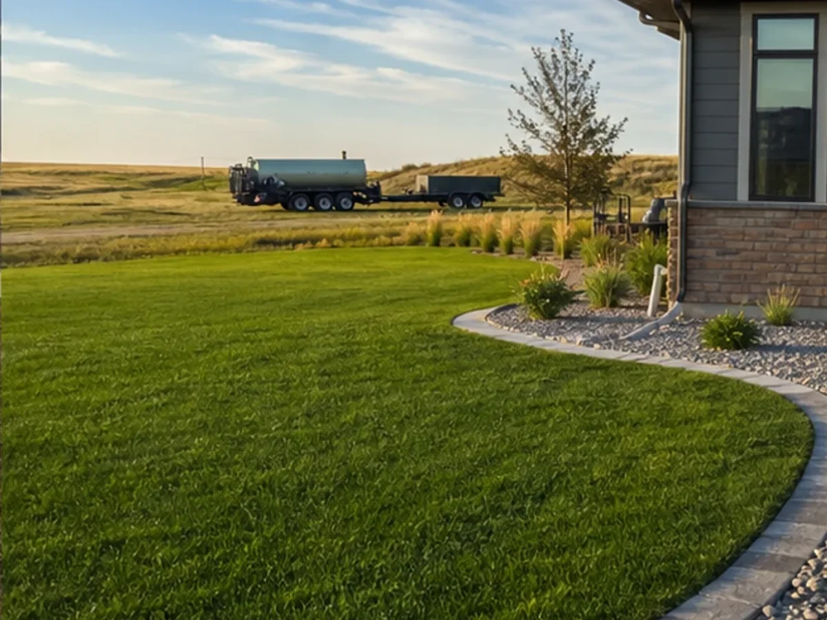 Finished lawn and landscape at a North Dakota home